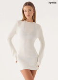 Levara Knit Low Back Mini Dress - White - Mini Dresses