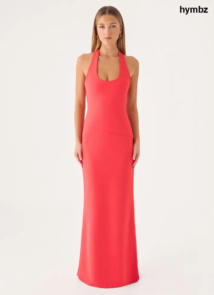 Nardin Maxi Dress - Coral Red - Maxi Dresses