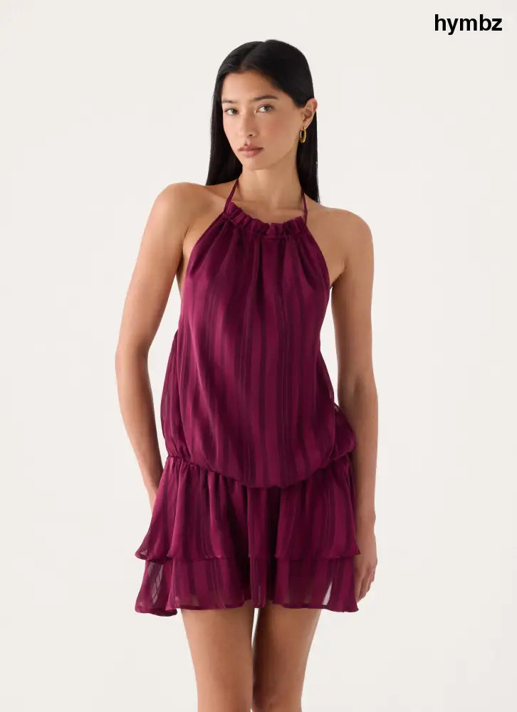 Parade Halter Mini Dress - Plum - Mini Dresses